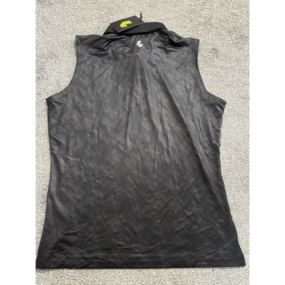 LIV Golf Sleeveless Polo Womens Large Black  Performance All Over Print NWT - Picture 7 of 8